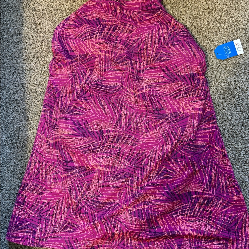 Pink and Purple Patterned Lands End Swim Dress Suit